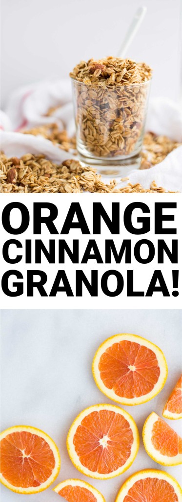 Addictive Orange Cinnamon Granola: A sweet and citrusy granola that's filled with chia seeds, almonds, and rolled oats. A wholesome vegan and gluten free breakfast or snack! || fooduzzi.com recipe