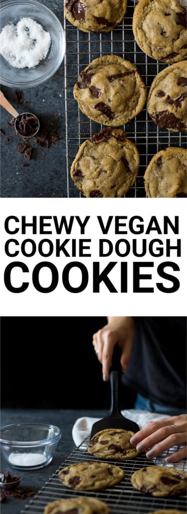 Chewy Vegan Cookie Dough Cookies: One of the best cookies to ever come out of my kitchen! They taste like straight-up cookie dough (especially when cold), and they're gluten free and vegan! || fooduzzi.com recipe