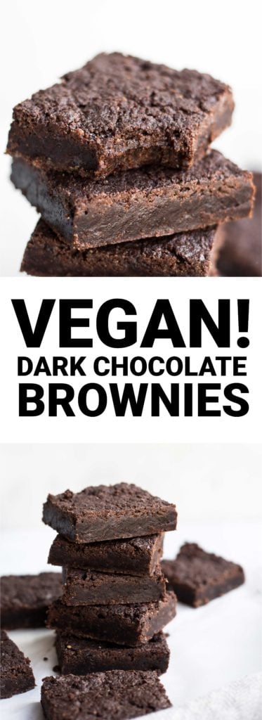 Vegan Dark Chocolate Brownies: seriously chewy and rich brownies! They're made with melted chocolate, coconut oil, and gluten free flour! || fooduzzi.com recipe