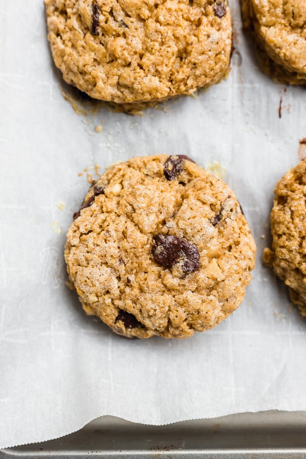 Baking sheet of Chocolate Peanut Scone Cookies