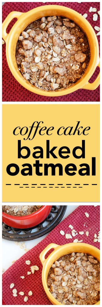 Coffee Cake Baked Oatmeal: A warm and chewy gluten free and vegan breakfast delight! Dessert in breakfast form? Yes, please! || fooduzzi.com