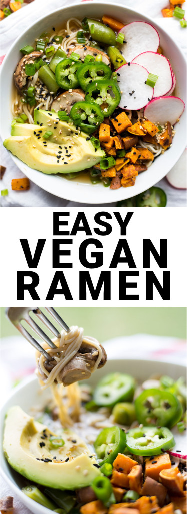 Easy Vegan Ramen: An homemade ramen that's full of vegetables, texture, & flavors. It's naturally gluten free, refined sugar-free, & dairy free. Perfect for fall or winter! || fooduzzi.com recipe