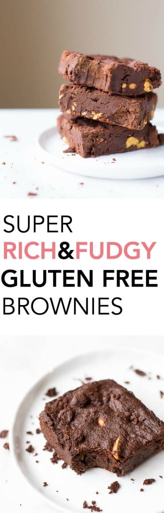 Super Rich & Fudgy Gluten Free Brownies: Calling all chocolate-lovers! This gluten free brownie is made from healthy, whole food ingredients, and requires only one bowl! Vegan option included! || fooduzzi.com recipe