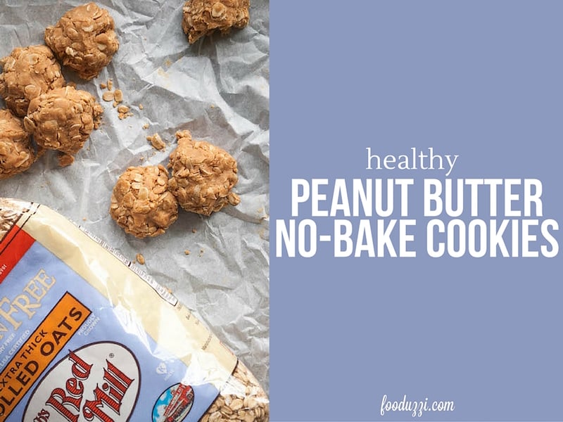 Healthy Peanut Butter No-Bake Cookies: A gluten free, vegan, and refined sugar-free cookie that'll please any crowd! || fooduzzi.com recipes