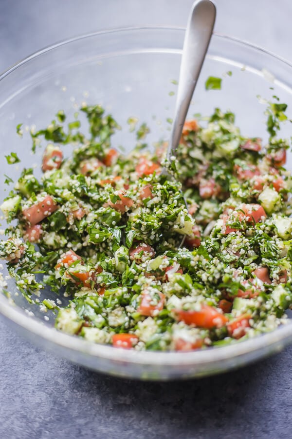 hemp heart tabouli in a bowl