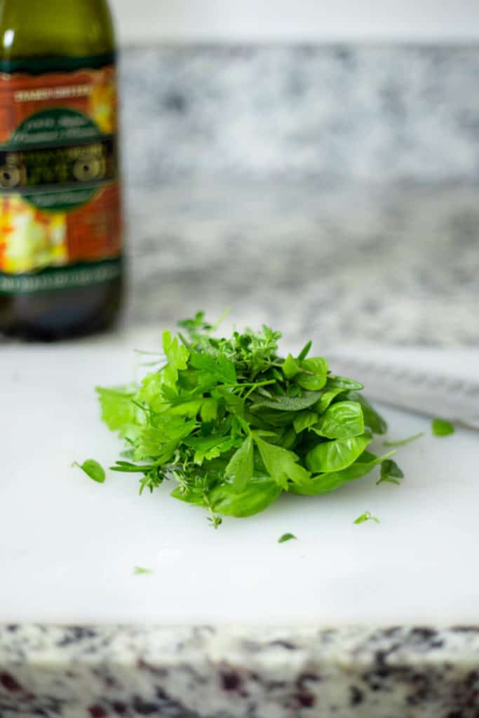herbs on a cutting board