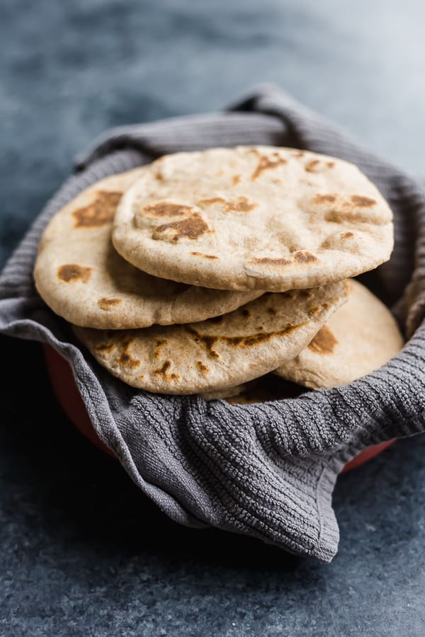 whole wheat flour tortillas in a basket