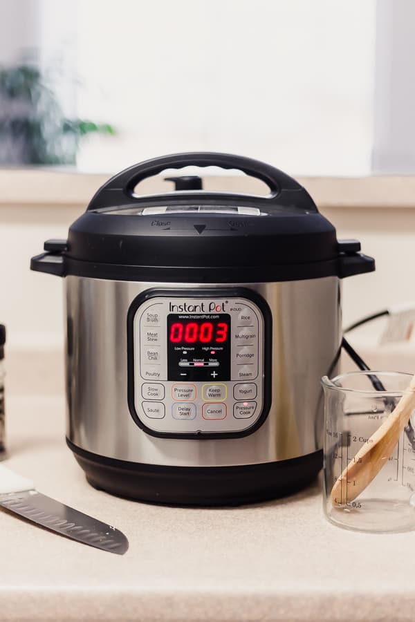 An instant pot on a kitchen counter