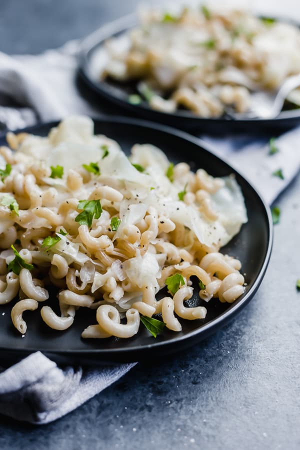 two plates of Instant Pot haluski
