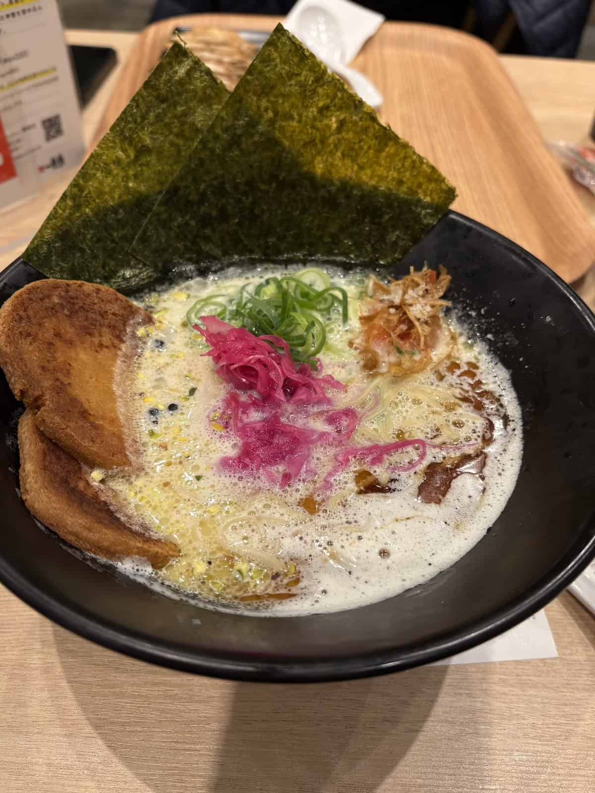 The vegan ramen at Ippudo Lumine Est Shinjuku in Tokyo