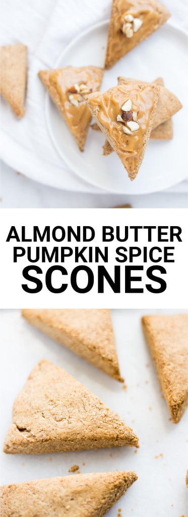 Mini Almond Butter Pumpkin Spice Scones: A three-bite vegan and gluten free scone that's spiked with fall flavors! Naturally sweetened and topped with a creamy maple almond butter icing, you can enjoy these scones for breakfast, a snack, or dessert! || fooduzzi.com recipe