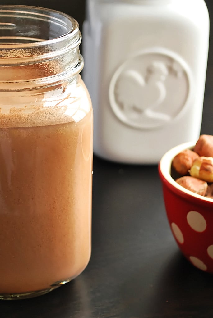 Nutella Milk: An ultra-creamy, five ingredient homemade hazelnut milk that tastes just like Nutella! This gluten free, vegan, and paleo recipe is perfect for breakfast! || fooduzzi.com