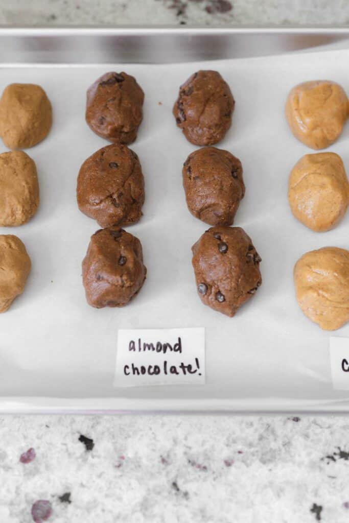 a row of almond chocolate vegan eggs