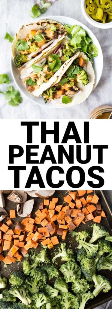 Thai Peanut Tacos: loaded with flavor and topped with an addictive homemade Thai Peanut Sauce! A naturally vegan and gluten free dinner. || fooduzzi.com recipe