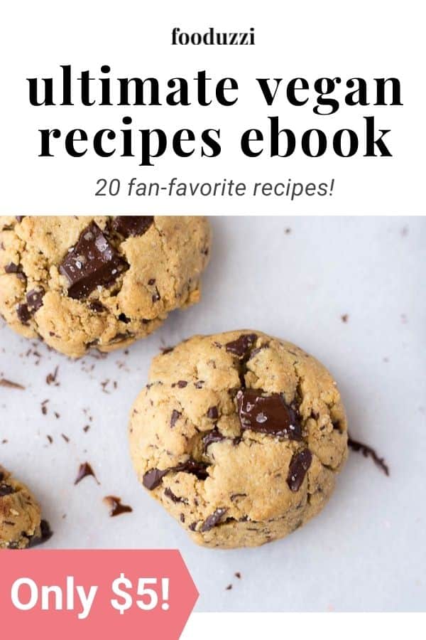 cover of the Ultimate Vegan Recipes ebook from Fooduzzi