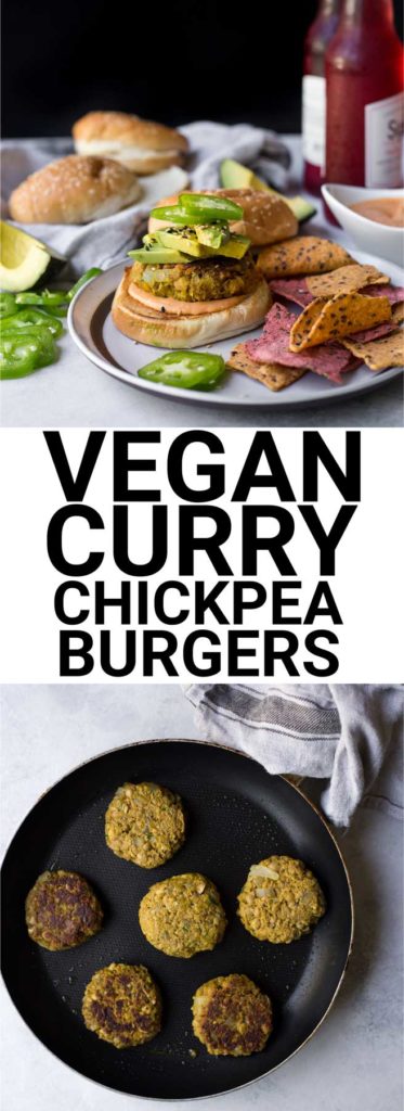 Vegan Curry Chickpea Burgers: One of the best veggie burgers I've ever had! Naturally gluten free and vegan, you will LOVE these chewy, flavorful chickpea burgers! || fooduzzi.com recipe