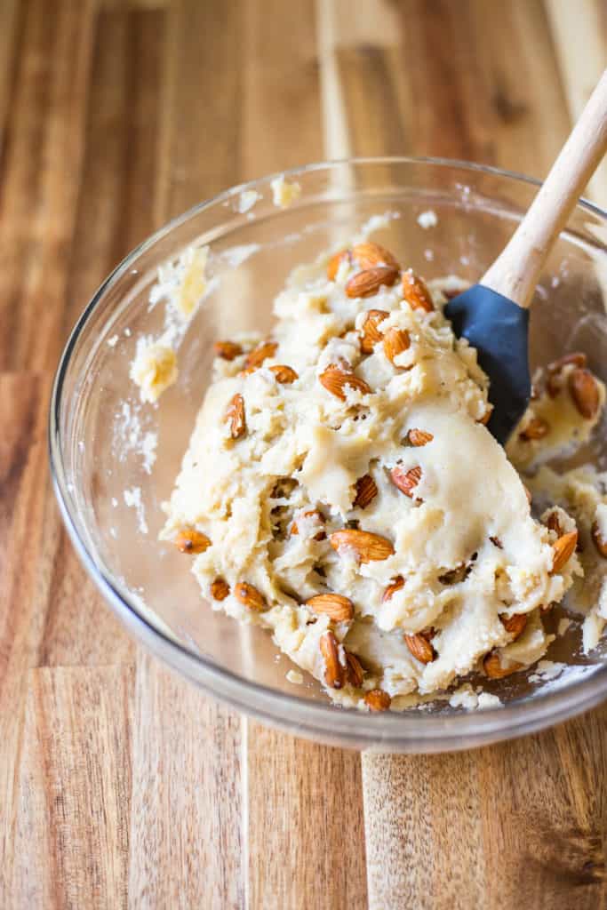 vegan lemon biscotti dough in a bowl