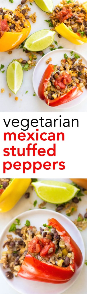 Vegetarian Mexican Stuffed Peppers: A quick and easy 30-minute meal that's gluten free, vegan, and delicious! || fooduzzi.com recipes
