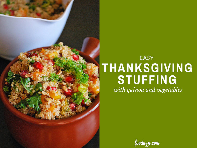 Easy Thanksgiving Stuffing with Quinoa and Vegetables: A simple, gluten free, vegan, and healthy side dish perfect for Thanksgiving! || fooduzzi.com recipes